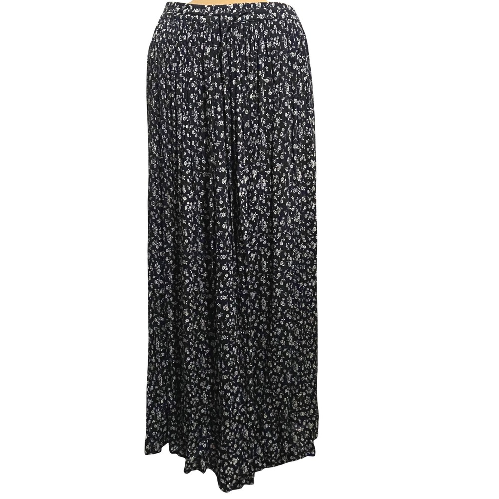 Victoria Holley vintage grandma Maxi Skirt Cottagecore Women M Floral Black